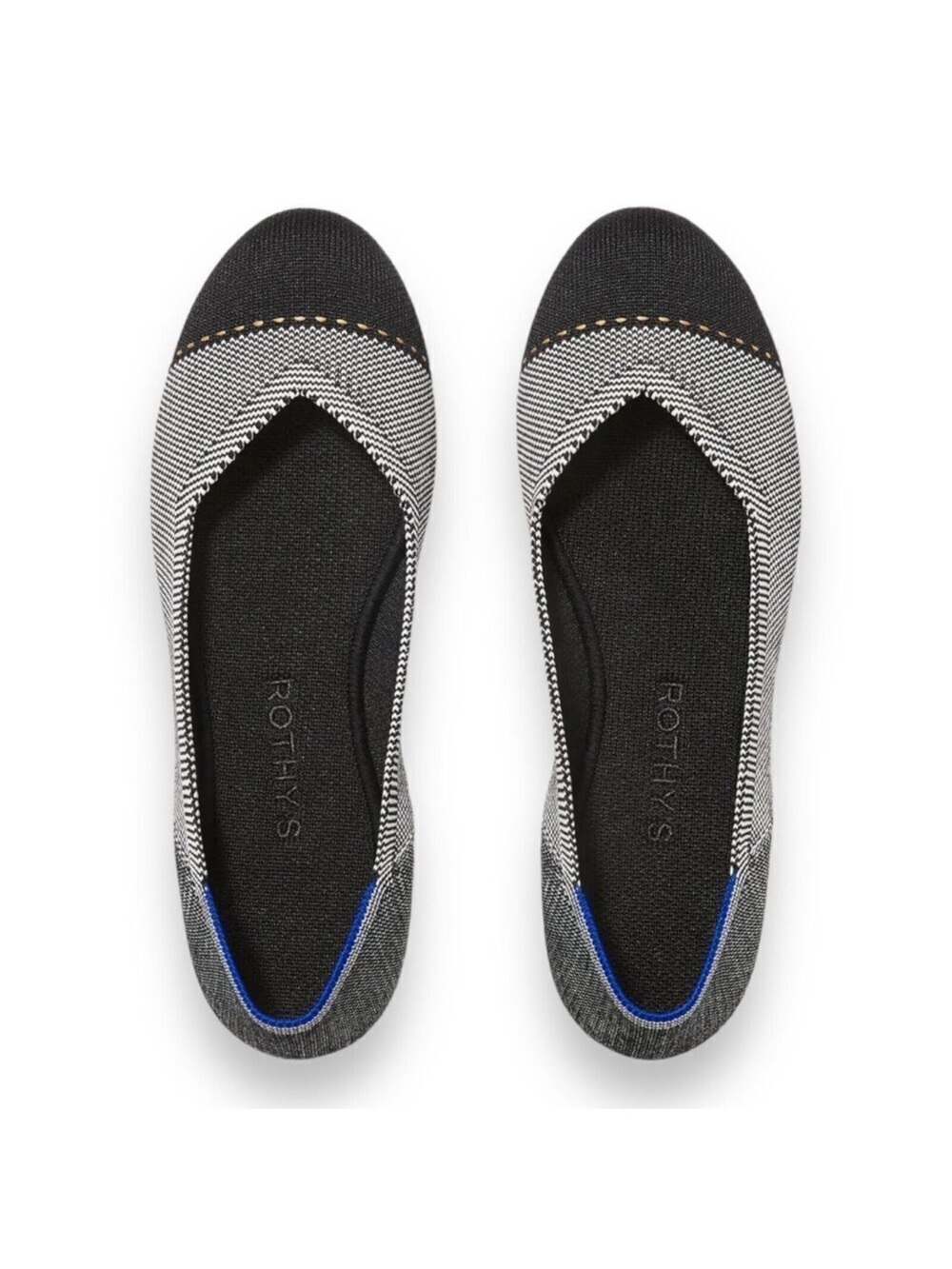 Rothy's Black Gray The Flat Round Toe Grey Mist Captoe Ballet Flat